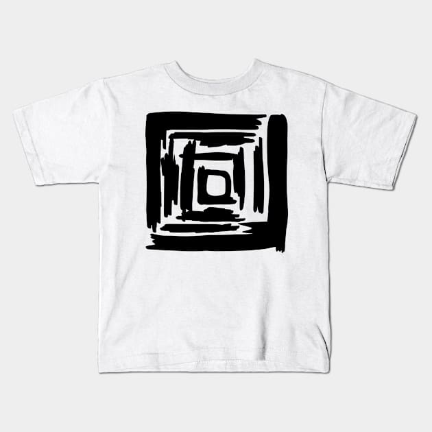 Black lines squares Kids T-Shirt by Ieva Li ART